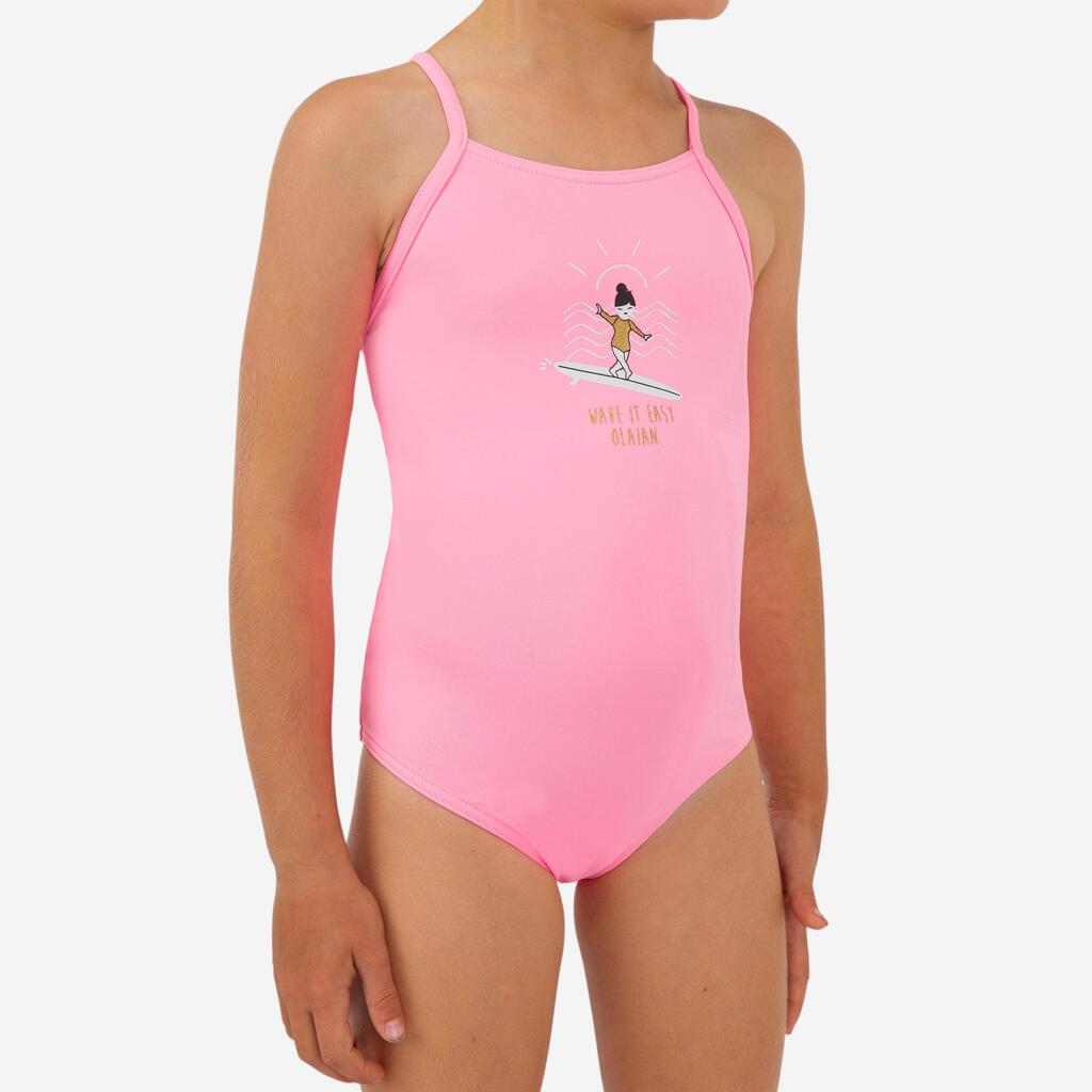 Maillot de bain 1 pièce rose pastel hanalei 100