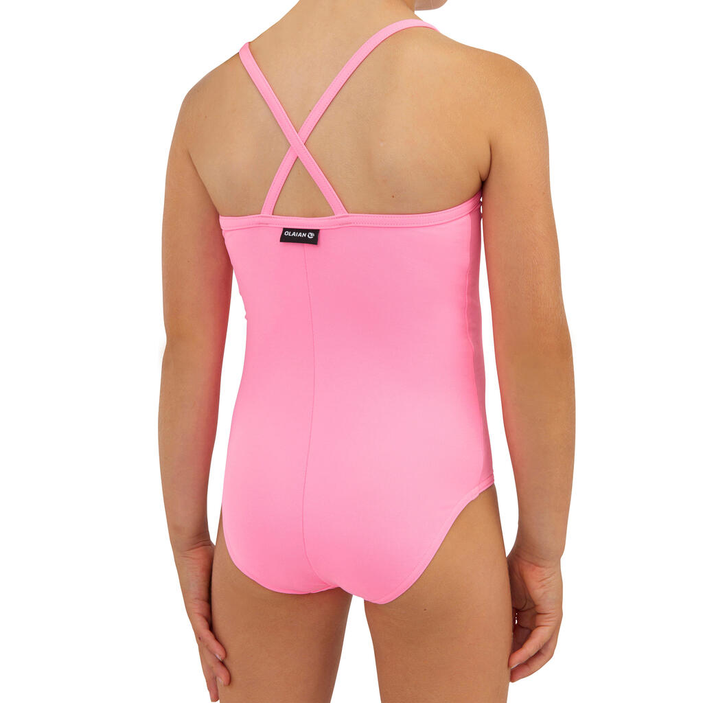 Maillot de bain 1 pièce rose pastel hanalei 100