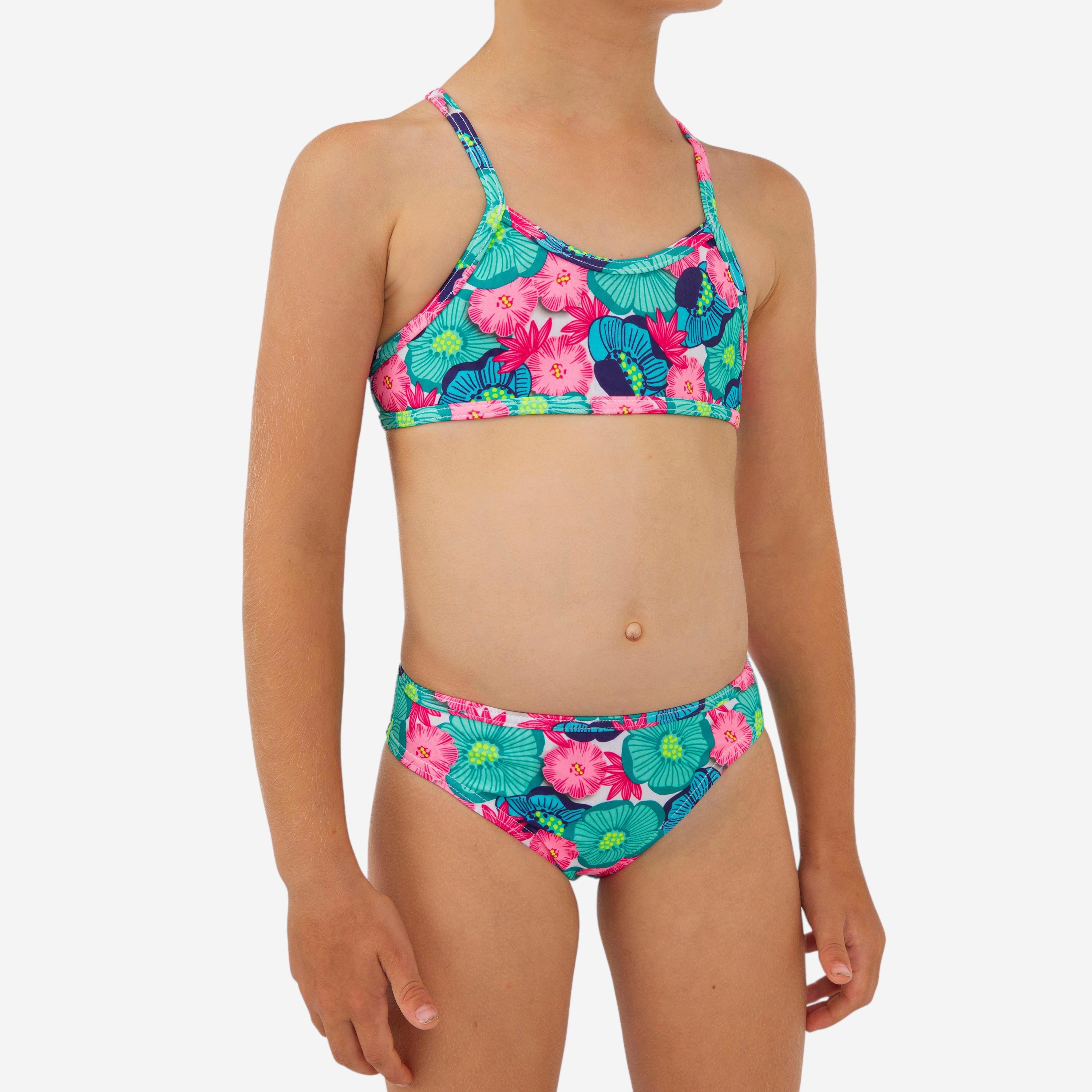 Costum de baie 2 piese surf Tali Print floral Multicolor Fete