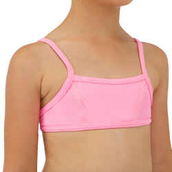 GIRLS’ two-piece SURFING swimsuit BIKINI TOP BALI 100  PINK