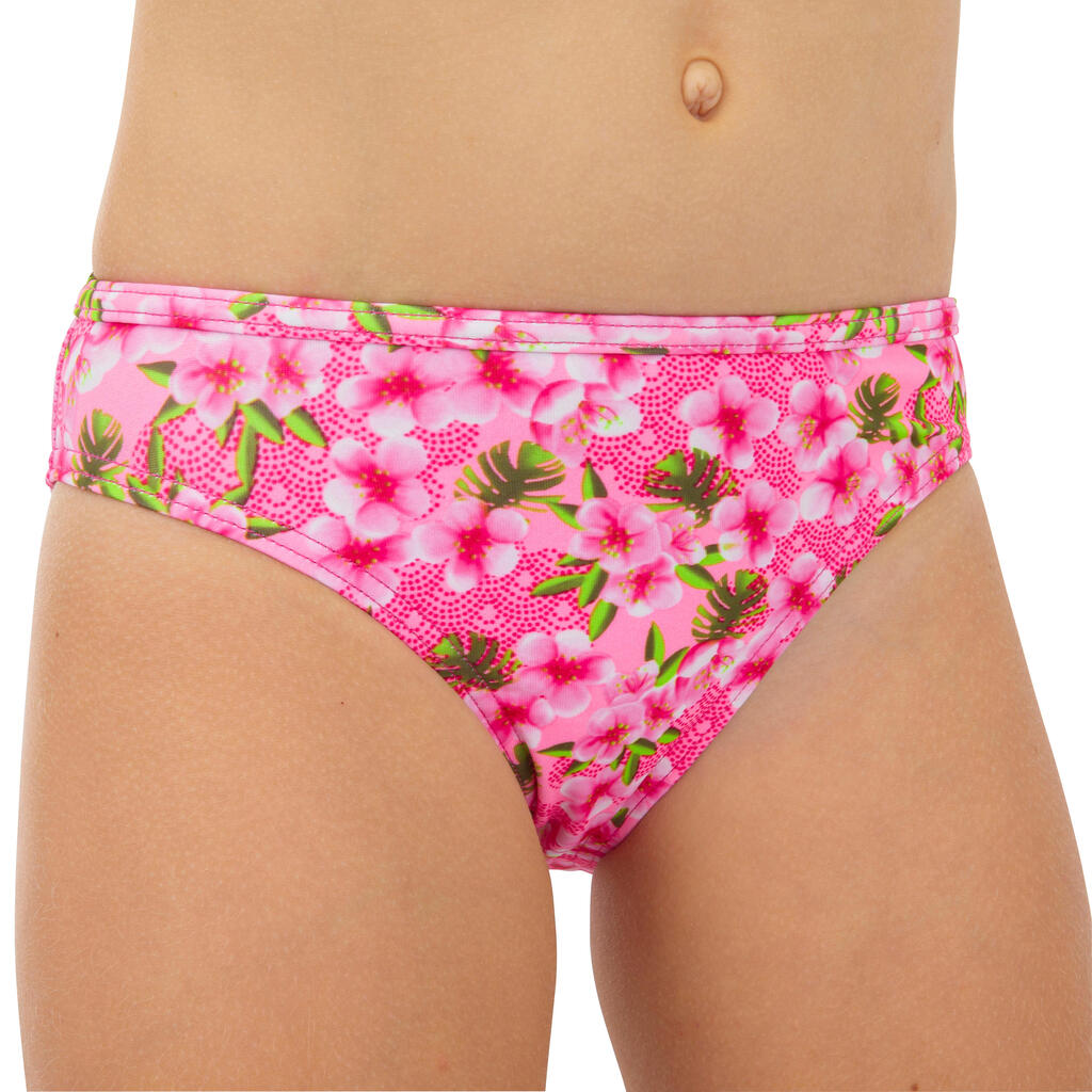 Maillot 2 pièces surf bretelles croisées fille - Boni vert et blanc