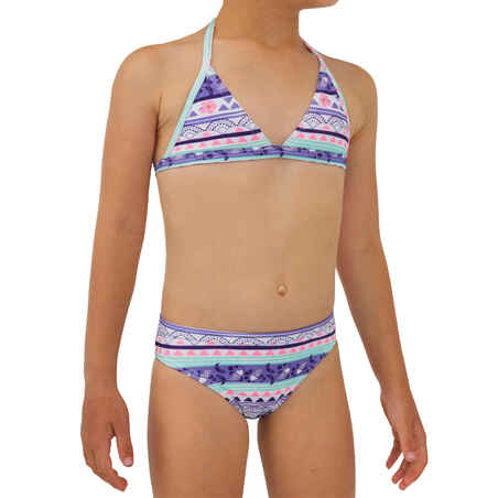 Dvodijelni kupaći kostim za surfanje Tina 100 za djevojčice ljubičasti