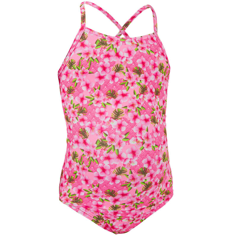 Dívčí plavky jednodílné Hanalei 100 růžové fluorescenční