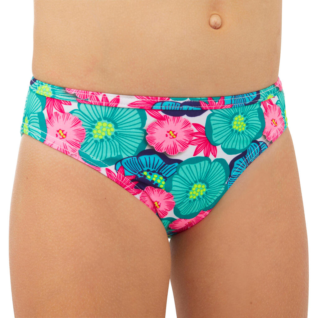Girls’ surfing 2-piece swimsuit with crossed straps - Boni green and white