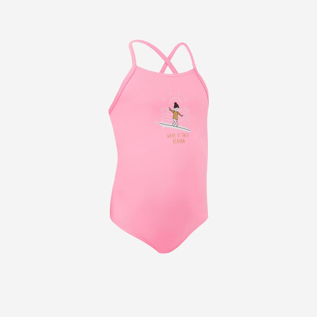 Maillot de bain 1 pièce rose pastel hanalei 100