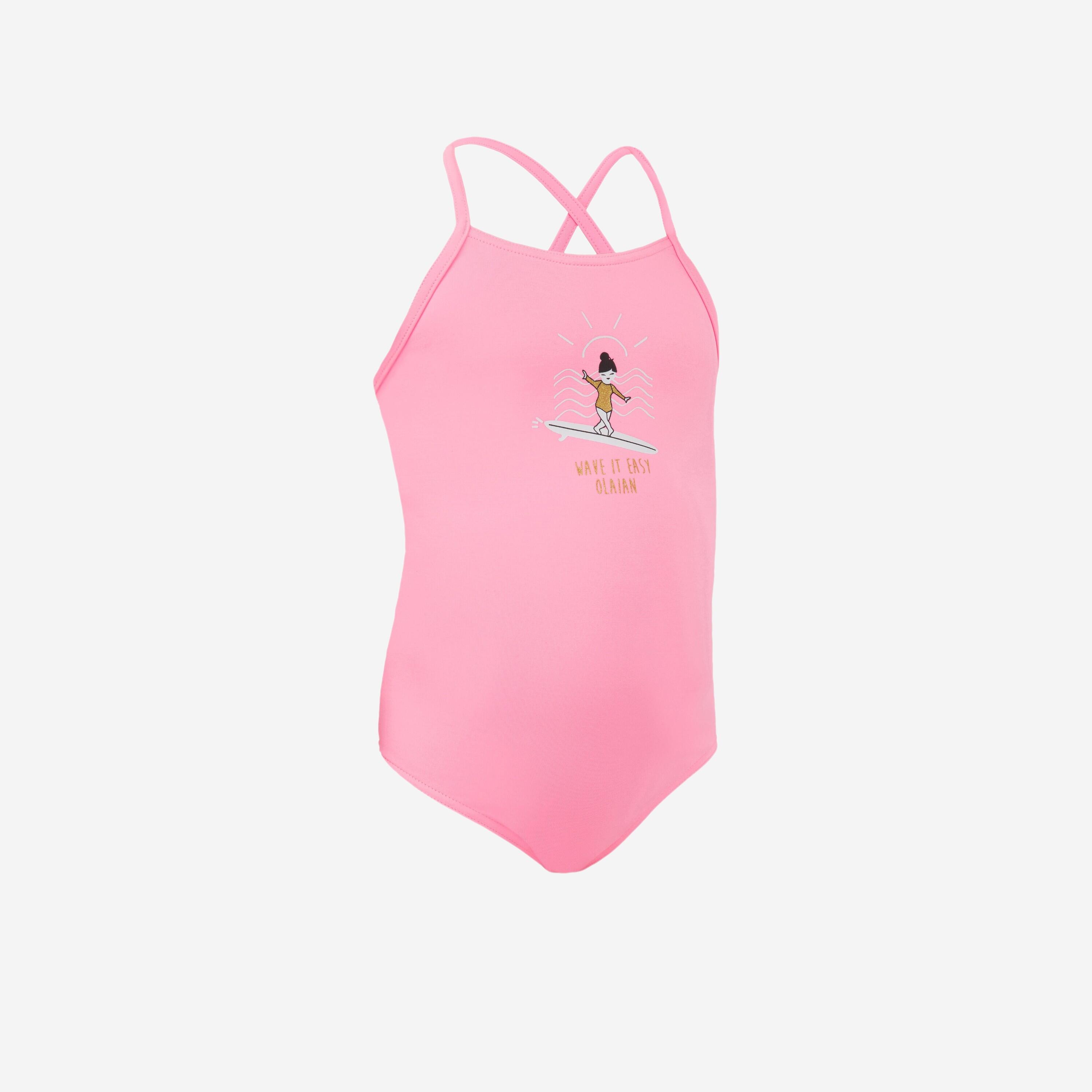 Olaian - Maillot De Bain 1 Pièce Rose Pastel Hanalei 100 - Maillot De Bain 1 Pièce - Surf Bodyboard Ski Nautique - Rose - 4 À 6 Ans - Decathlon
