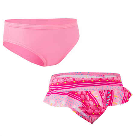 Panty de bikini para playa x 2 de surf para niña Olaian Madi 100 rosa