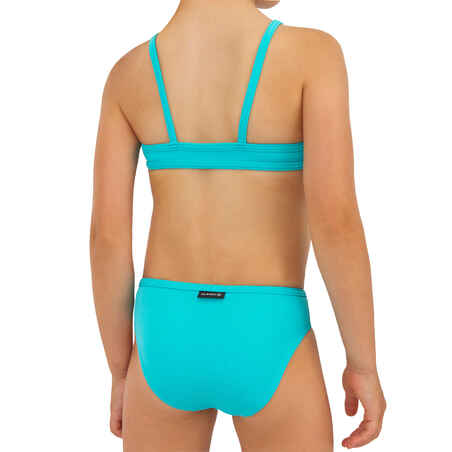 GIRLS’ two-piece SURFING swimsuit BIKINI TOP BALI 100 - TURQUOISE