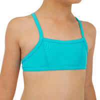 GIRLS’ two-piece SURFING swimsuit BIKINI TOP BALI 100 - TURQUOISE