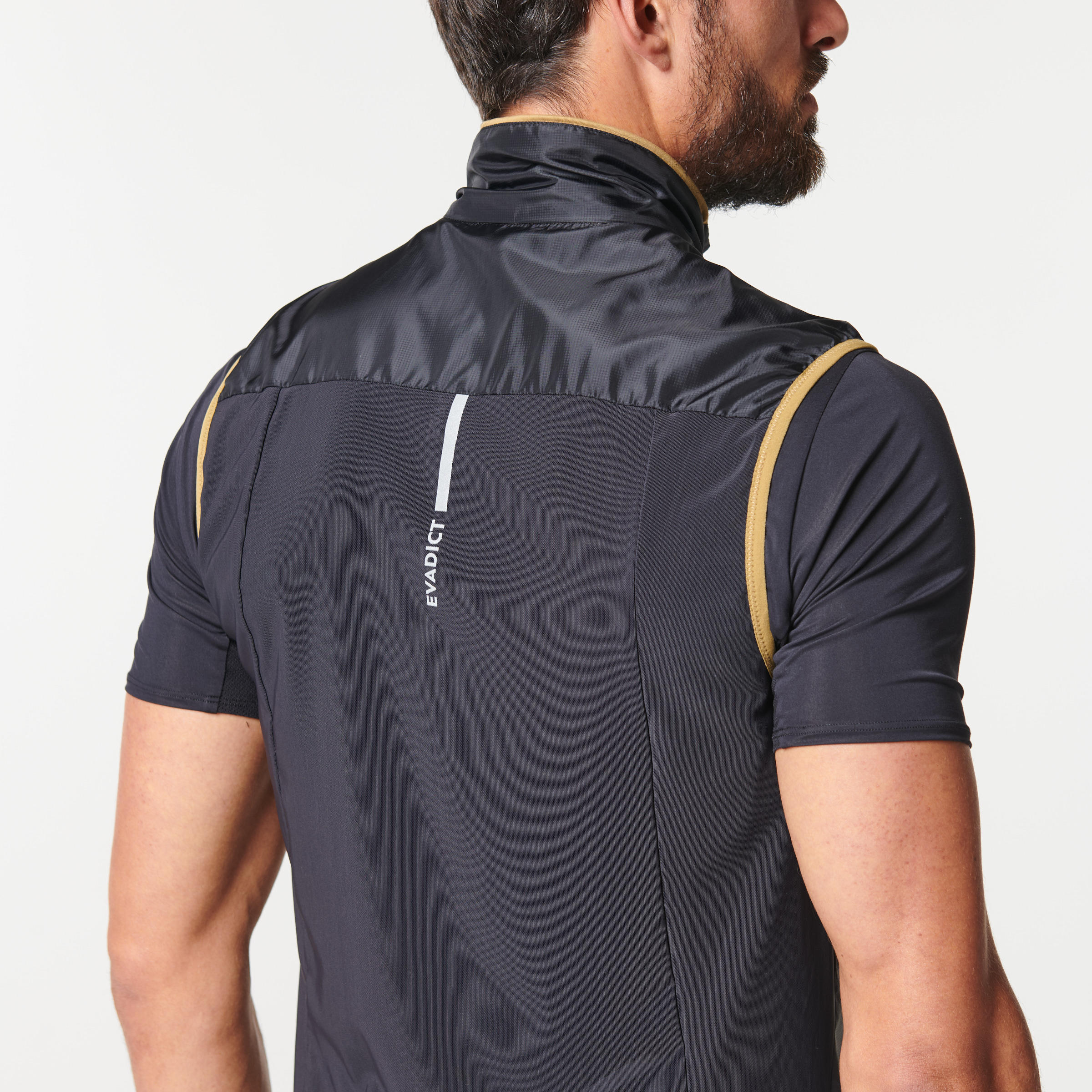 MEN'S TRAIL RUNNING SLEEVELESS WINDPROOF JACKET - GREY BLACK  10/17