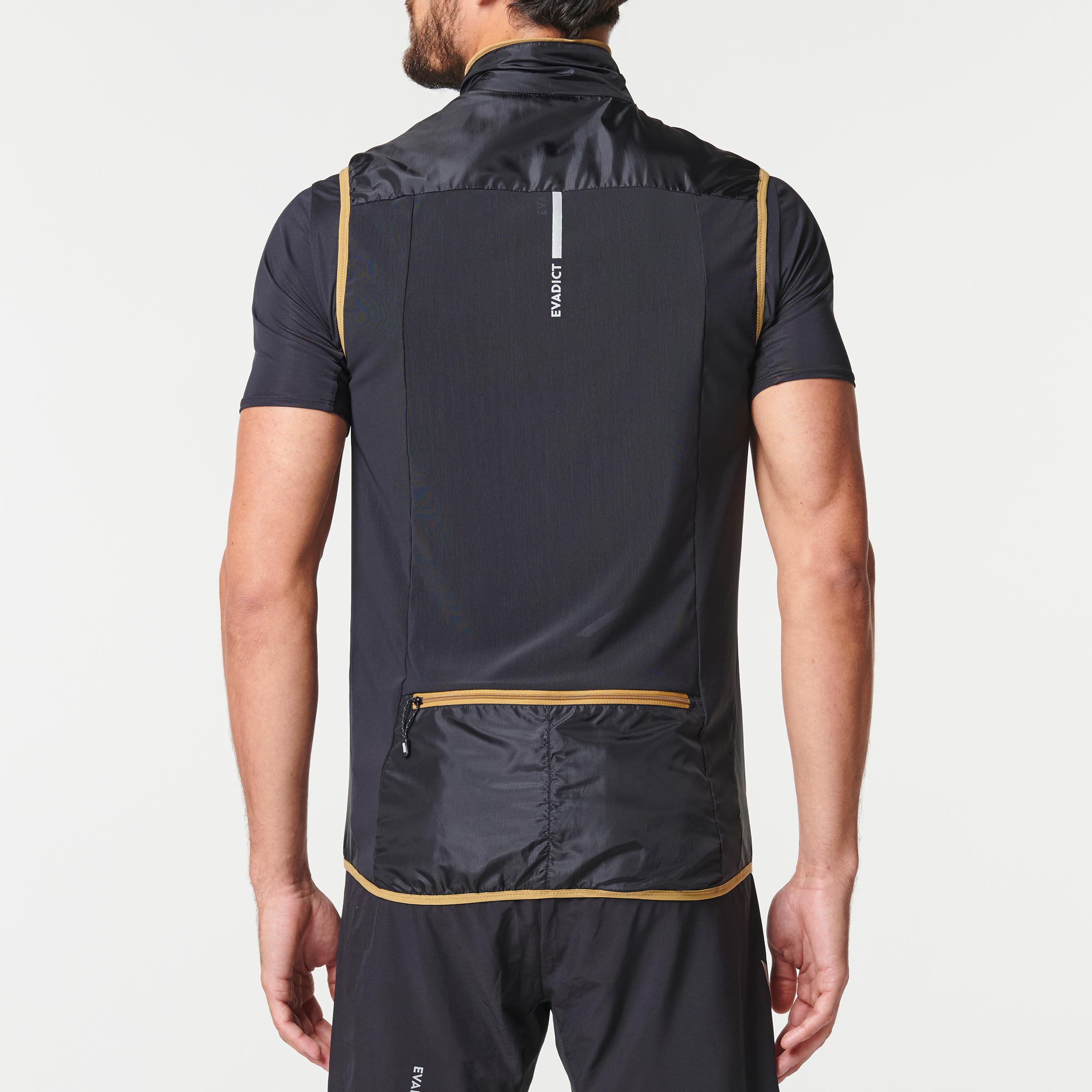 MEN'S TRAIL RUNNING SLEEVELESS WINDPROOF JACKET - GREY BLACK  11/17