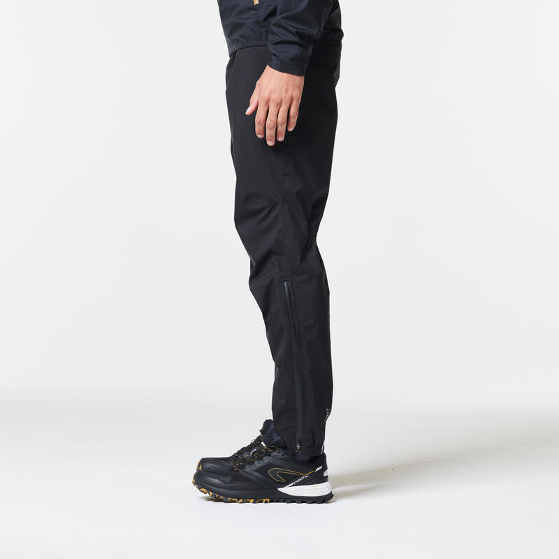 PANTALON IMPERMEABLE PLUIE DE TRAIL RUNNING HOMME NOIR