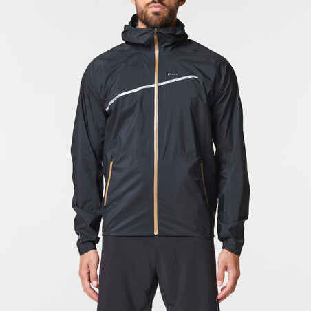 MEN'S TRAIL RUNNING WATERPROOF RAIN LONG-SLEEVED JACKET - BLACK/BRONZE