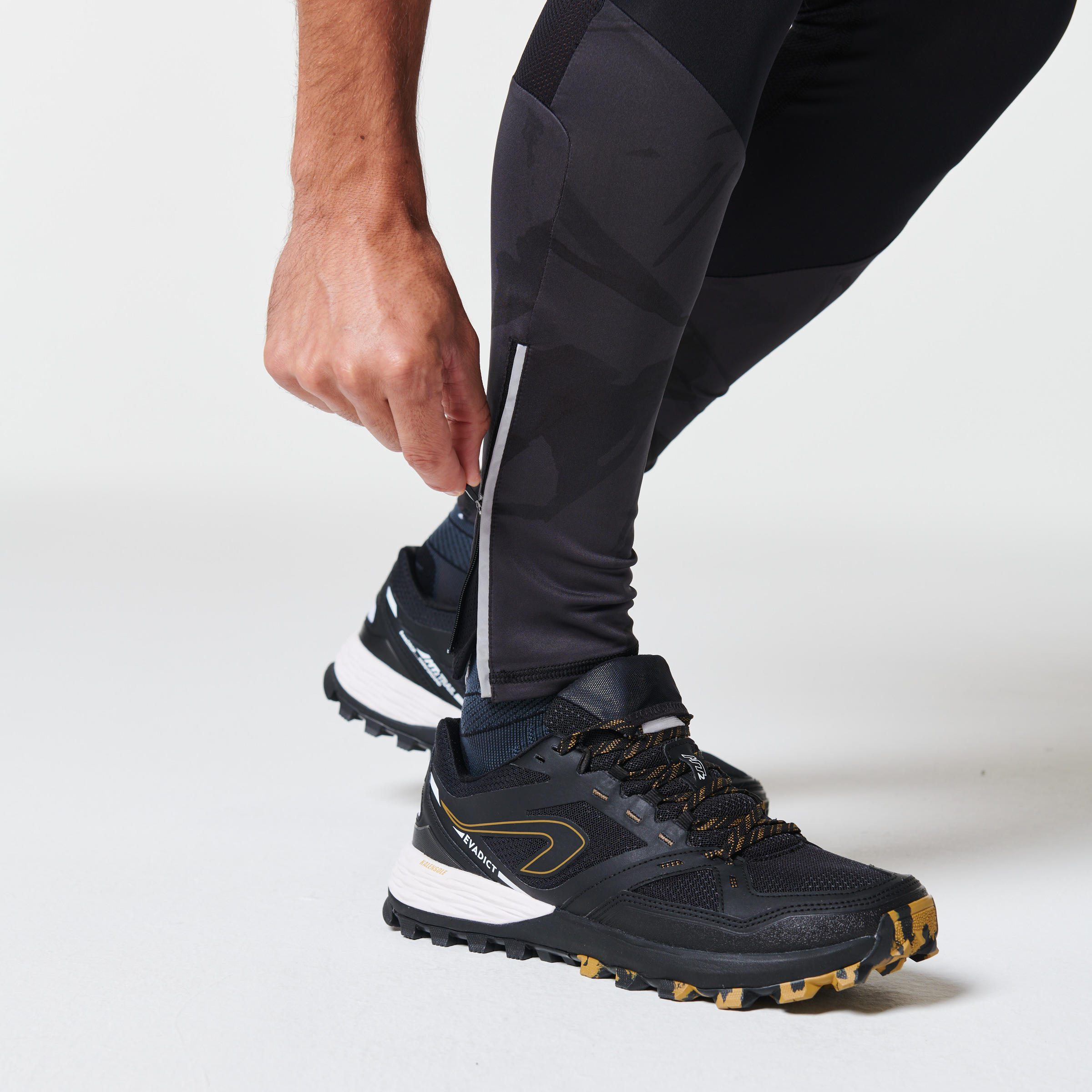 MEN'S TRAIL RUNNING TIGHTS - BLACK/GREY 11/12