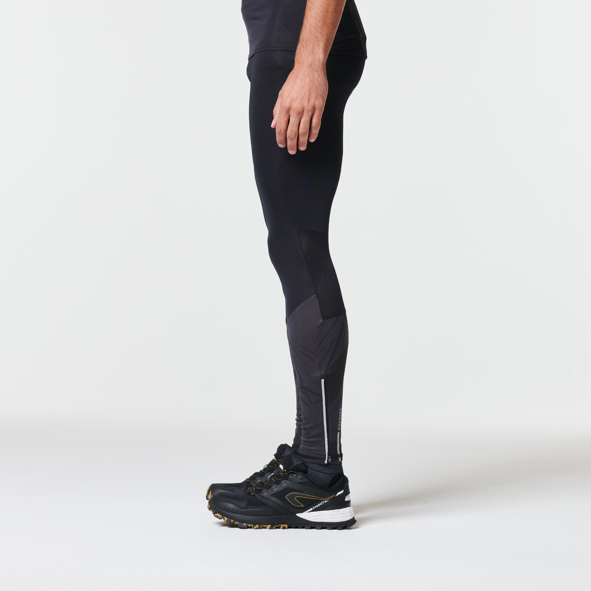 MEN'S TRAIL RUNNING TIGHTS - BLACK/GREY 9/12