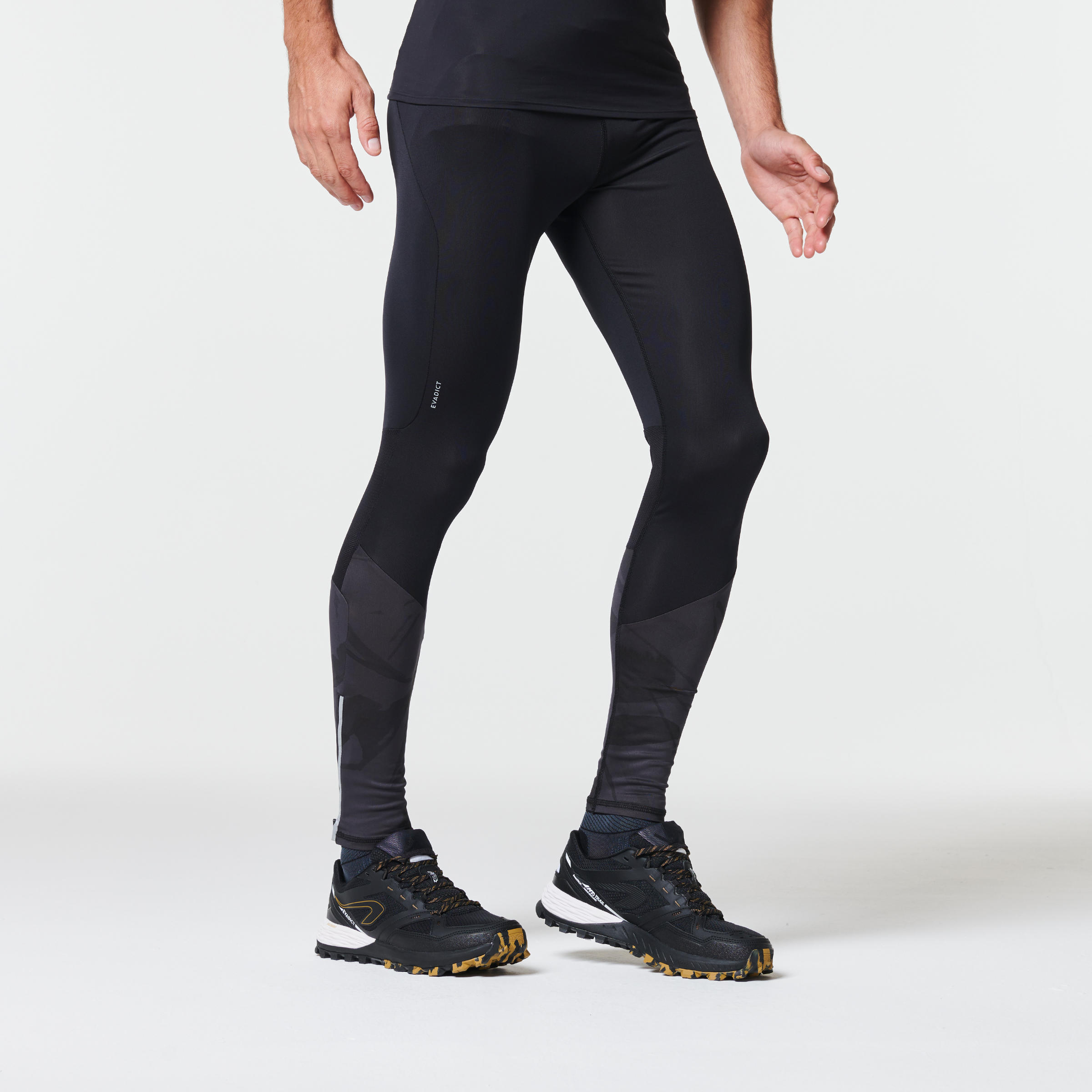 MEN'S TRAIL RUNNING TIGHTS - BLACK/GREY 8/12