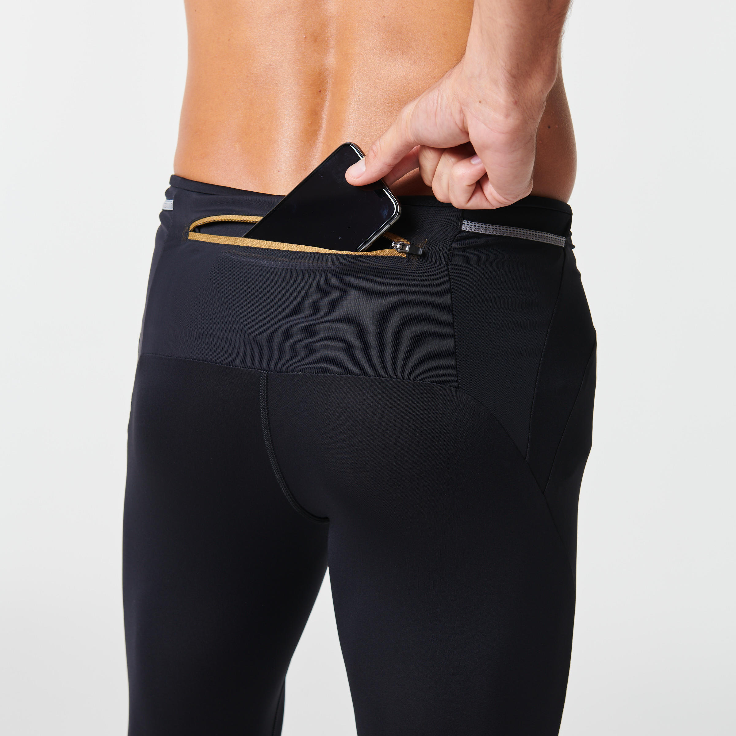 MEN'S TRAIL RUNNING TIGHTS - BLACK/GREY 7/12