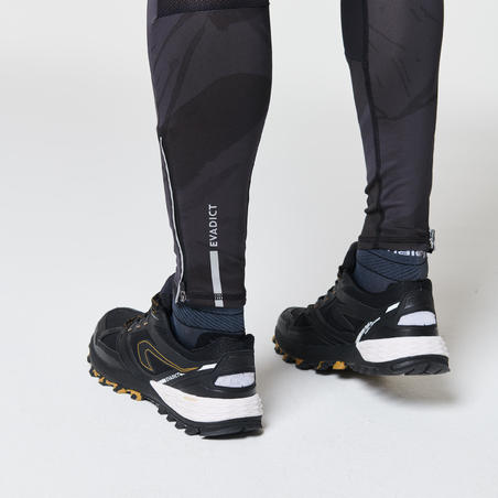 Calzas Largas Trail Running Hombre Negro Gris