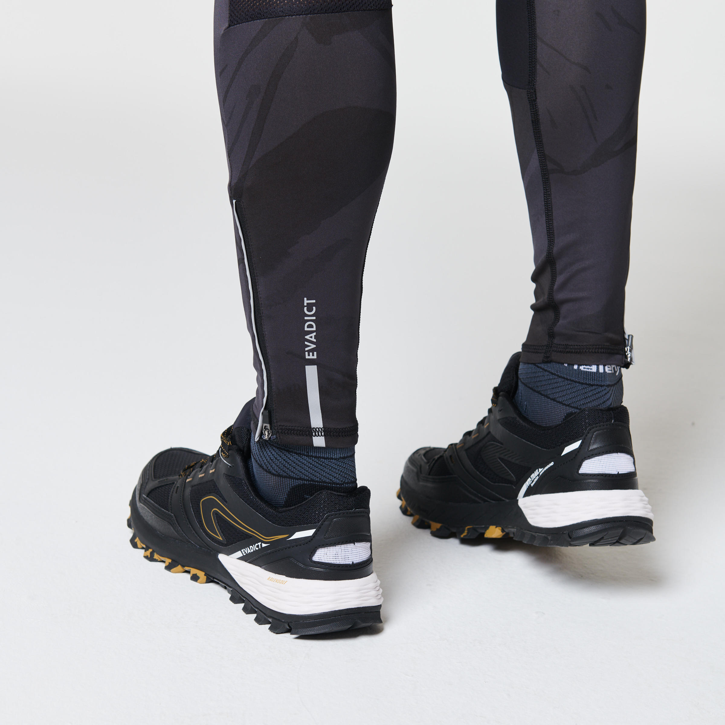 MEN'S TRAIL RUNNING TIGHTS - BLACK/GREY 2/12