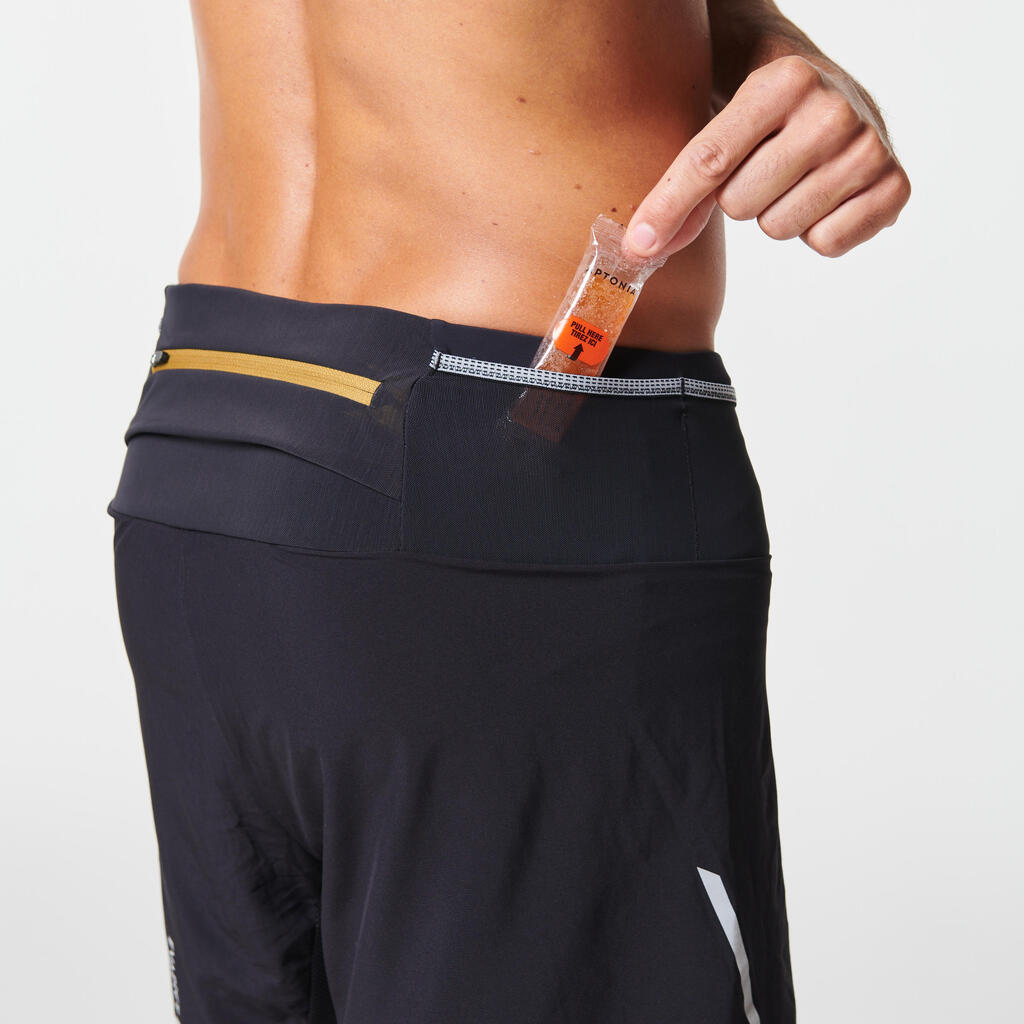 SHORT CON MALLAS PARA TRAIL RUNNING PARA HOMBRE - CONFORT - NEGRO