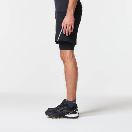 MEN'S COMFORT TRAIL RUNNING TIGHT SHORTS - BLACK