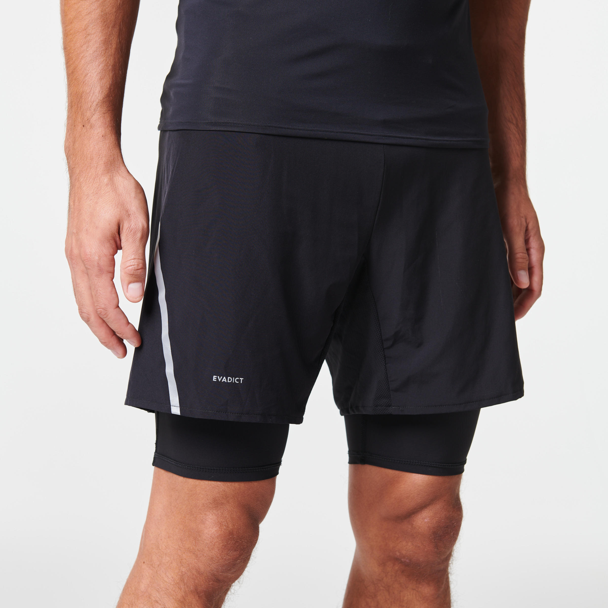 PANTALONETA CON LICRA HOMBRE TRAIL RUNNING CONFORT NEGRO - Decathlon