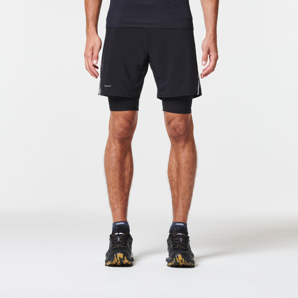 SHORT CON MALLAS PARA TRAIL RUNNING PARA HOMBRE - CONFORT - NEGRO