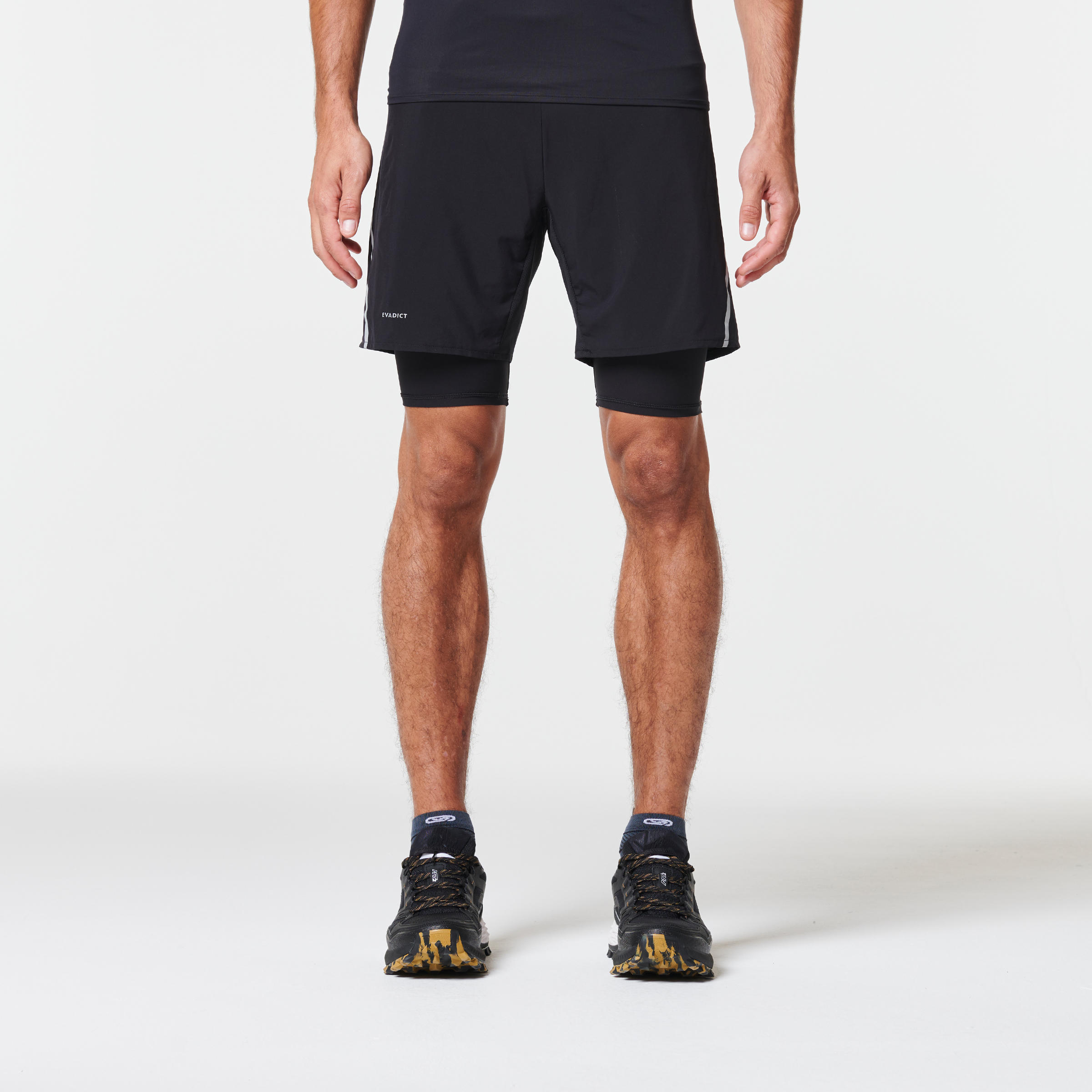 Men Trail Running Tight Shorts Comfort- BLACK
