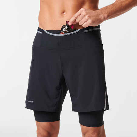 Pantaloneta con licra de Trail Running	para hombre Evadict negro