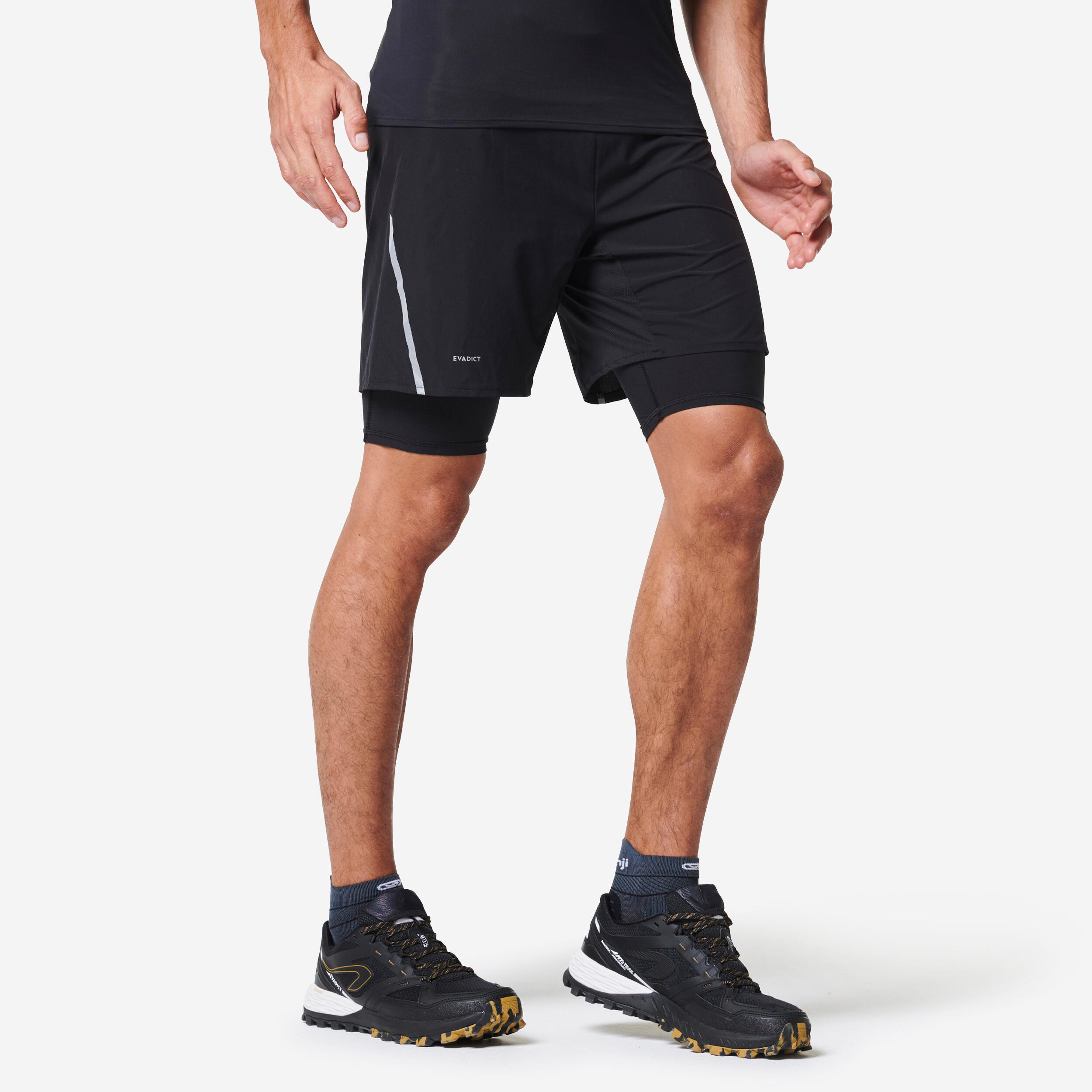 Short cuissard de course en sentier homme - noir - EVADICT