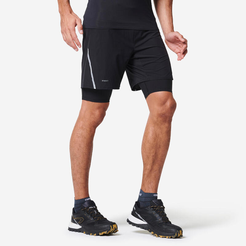 SHORT CUISSARD DE TRAIL RUNNING CONFORT HOMME NOIR