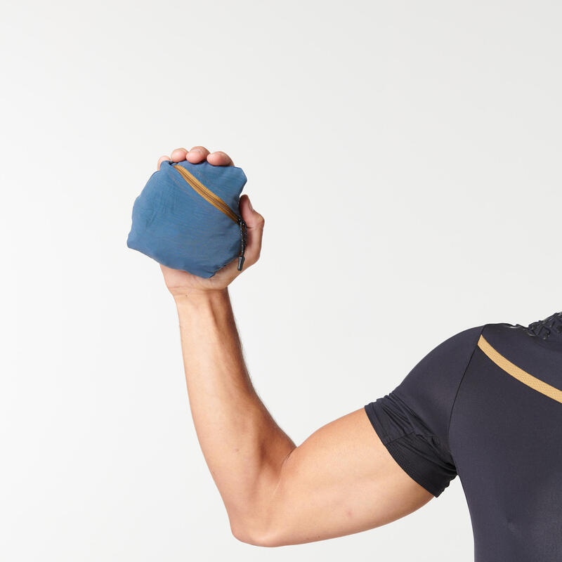 Pánská větruodolná bunda na trailový běh šedo-modrá 