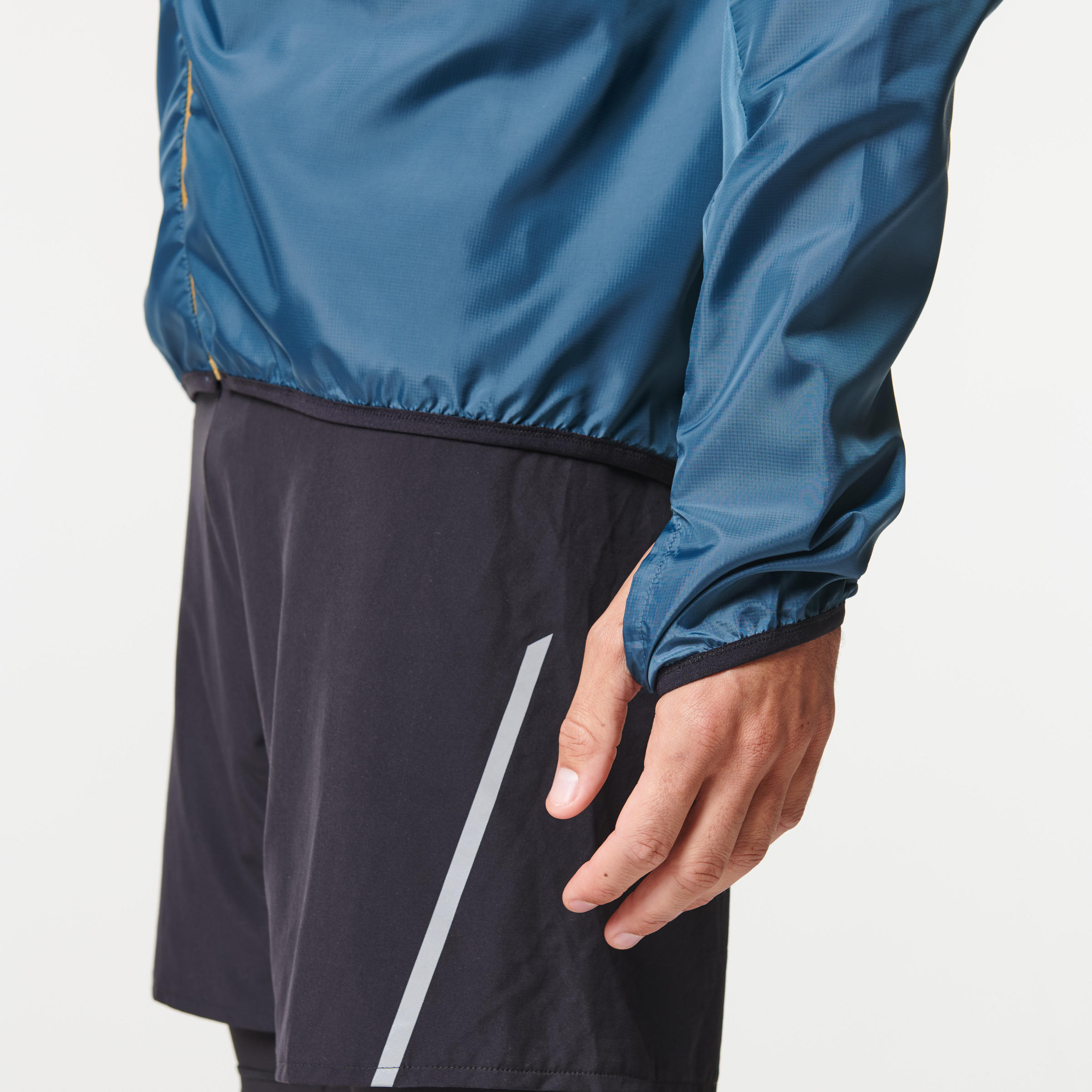MEN'S TRAIL RUNNING SHORT-SLEEVED WINDPROOF JACKET - GREY/BLUE 8/12