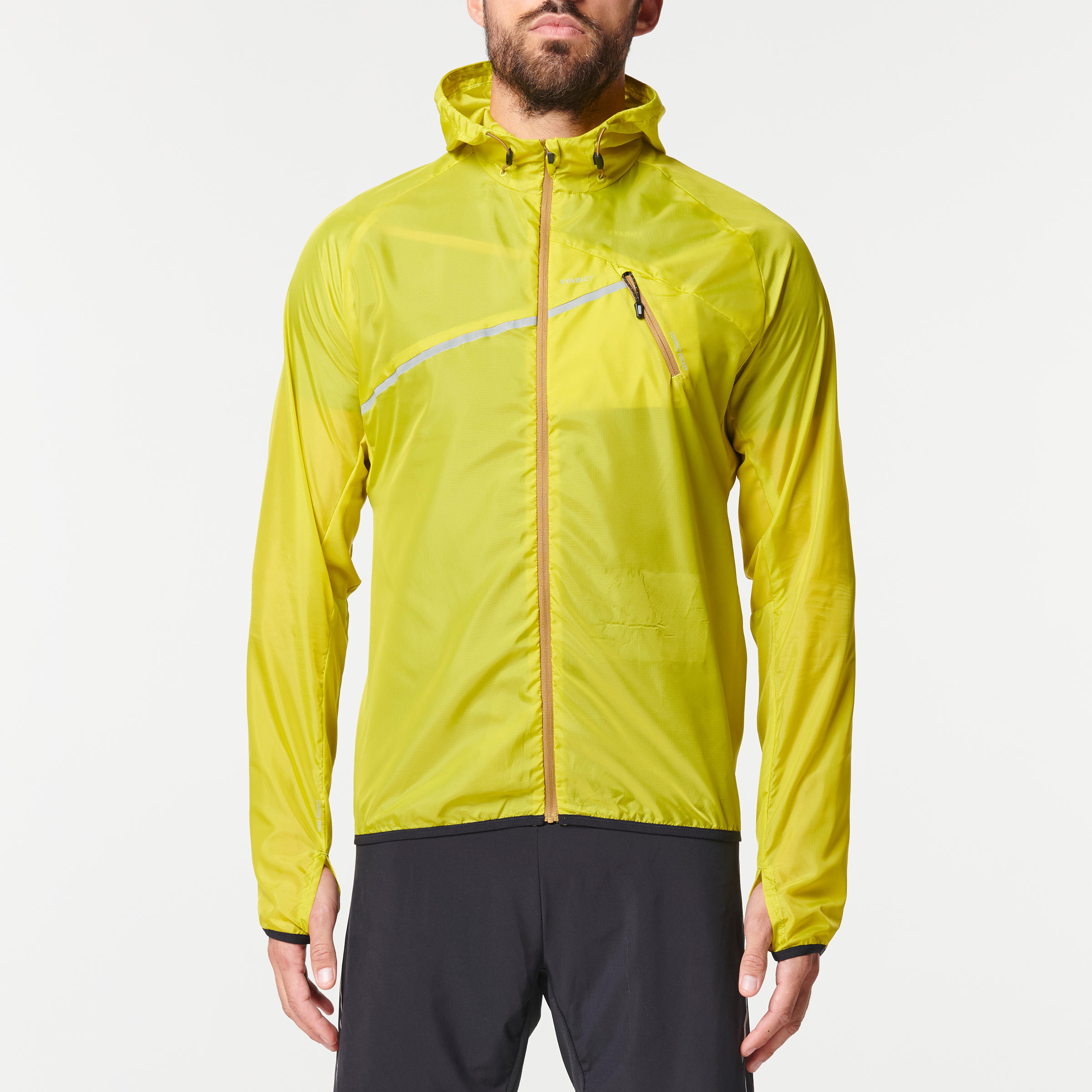 MEN'S TRAIL RUNNING WINDPROOF JACKET - GREEN/YELLOW 2/12