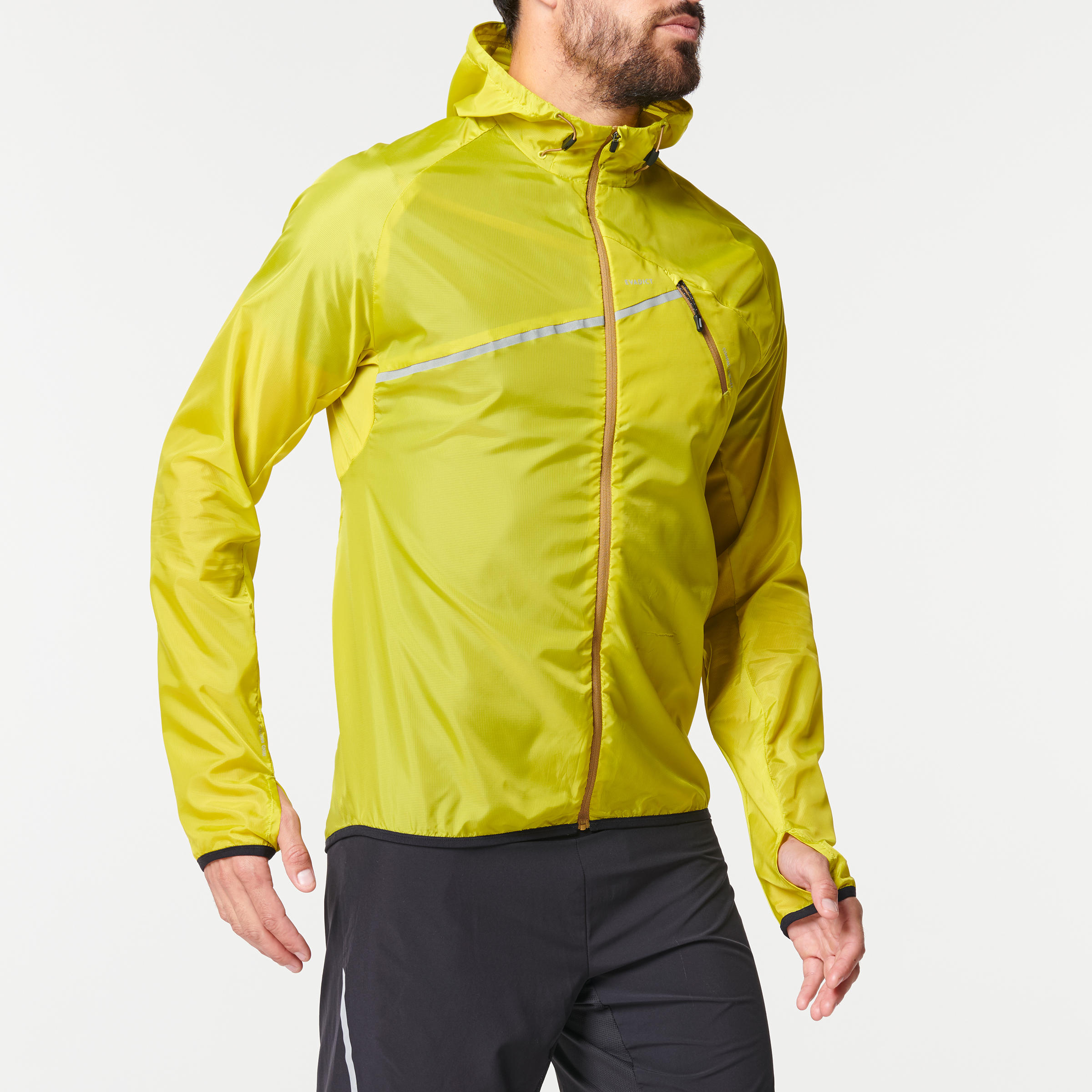 MEN'S TRAIL RUNNING WINDPROOF JACKET - GREEN/YELLOW 4/12