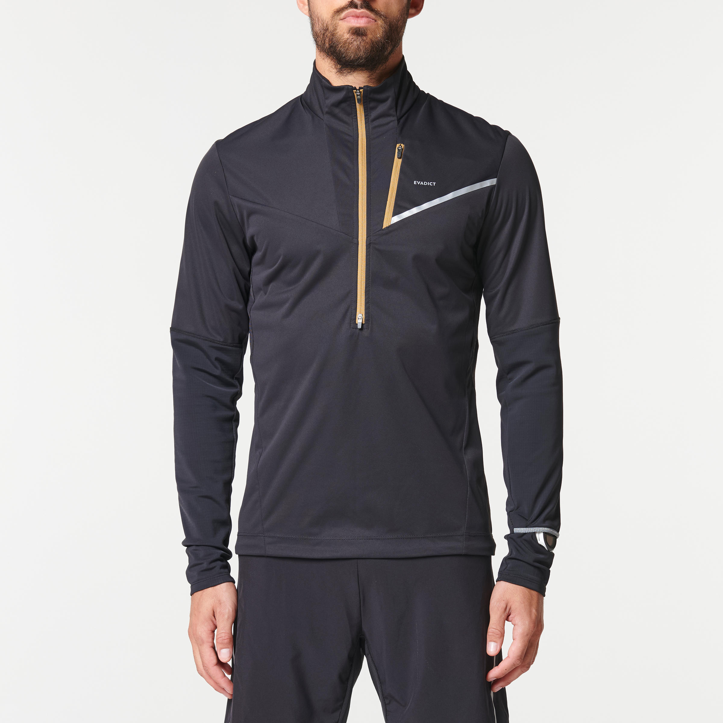 CAMISETA TRAIL RUNNING HOMBRE NEGRO BRONCE MANGA LARGA SOFTSHELL EVADICT |  Decathlon