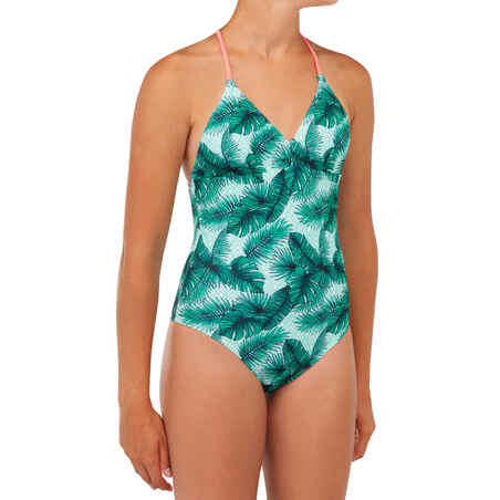 GIRL'S One-Piece SURF Swimsuit HIMAE 500 - GREEN