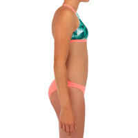 GIRL'S SURF SWIMSUIT TRIANGLE TOP BONDI 500 GREEN