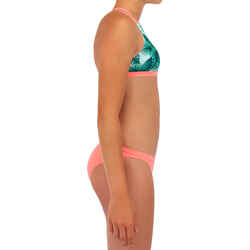 GIRL'S SURF SWIMSUIT TRIANGLE TOP BONDI 500 GREEN