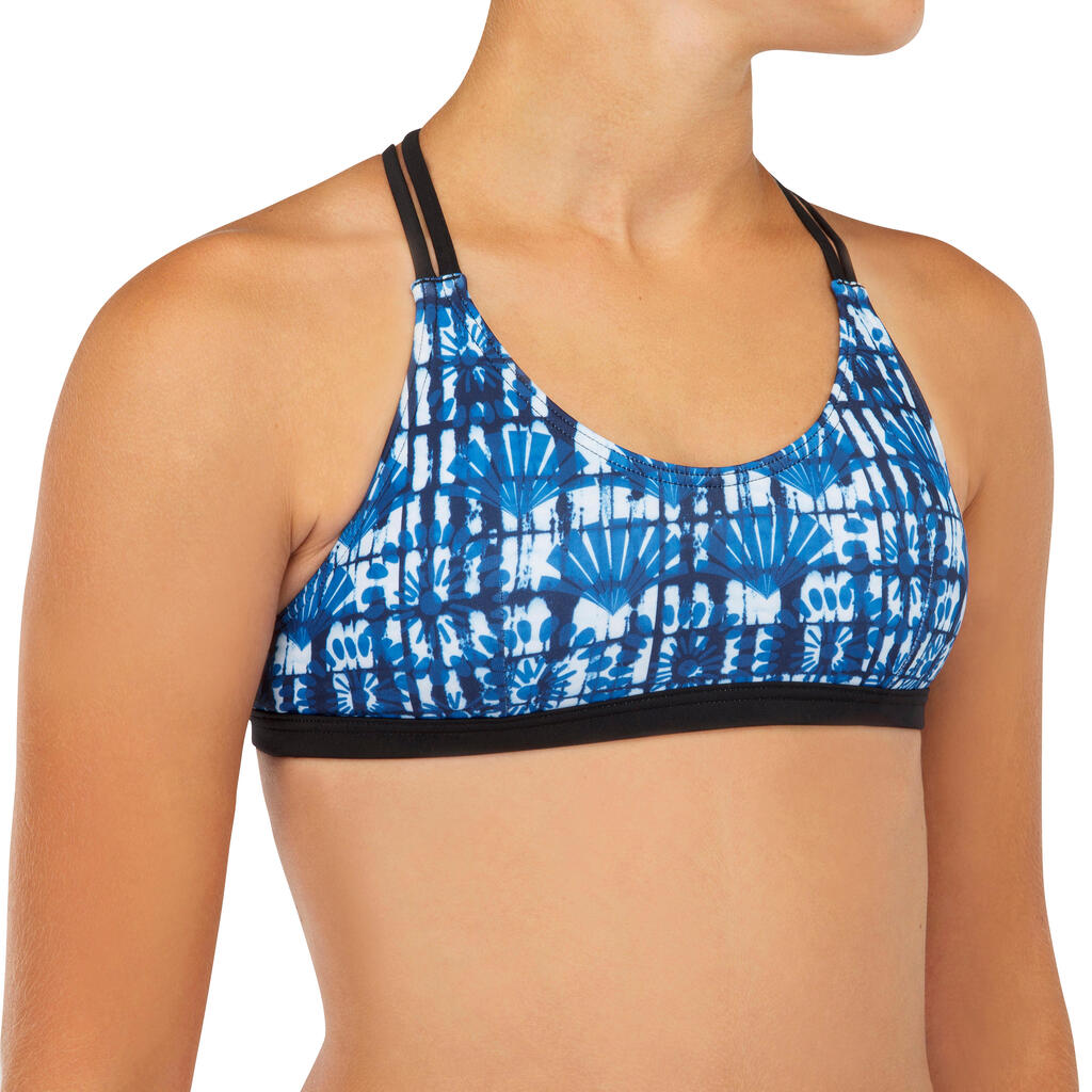 GIRL'S SURF SWIMSUIT TRIANGLE TOP BONDI 500 GREEN