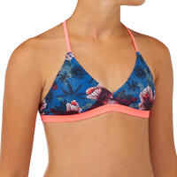 GIRL'S SURF SWIMSUIT TRIANGLE TOP BETTY 500 BLUE