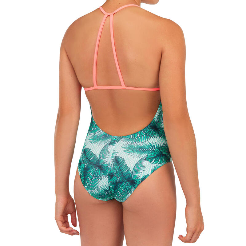 maillot de bain 1 pièce SURF FILLE VERT HIMAE 500