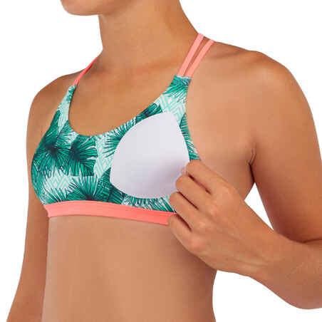 GIRL'S SURF SWIMSUIT TRIANGLE TOP BONDI 500 GREEN