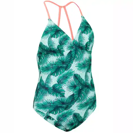 GIRL'S One-Piece SURF Swimsuit HIMAE 500 - GREEN