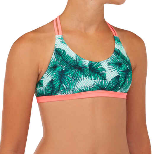 
      GIRL'S SURF SWIMSUIT TRIANGLE TOP BONDI 500 GREEN
  