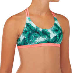 GIRL'S SURF SWIMSUIT TRIANGLE TOP BONDI 500 GREEN