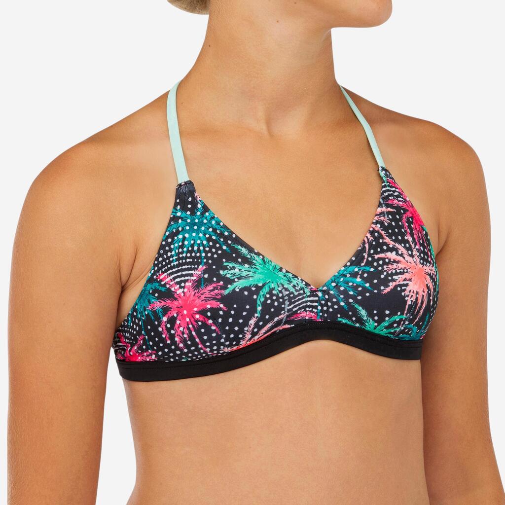 HAUT DE MAILLOT DE BAIN SURF FILLE TRIANGLE NOIR BETTY 500