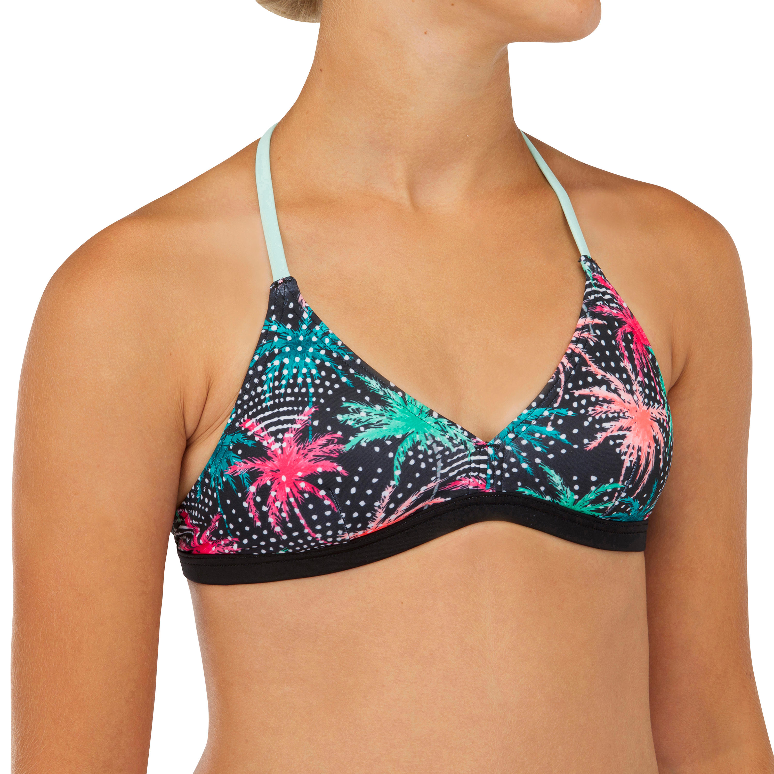 haut de maillot de bain surf fille triangle noir betty 500 - olaian