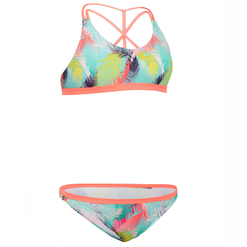 HAUT DE MAILLOT DE BAIN SURF FILLE TRIANGLE TURQUOISE BONDI 500