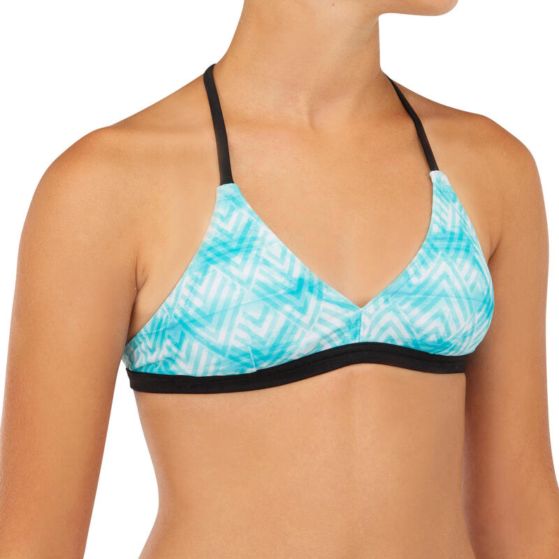 HAUT DE MAILLOT DE BAIN SURF FILLE TRIANGLE TURQUOISE BETTY 500